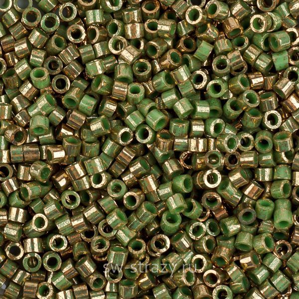 Бисер Treasures 11/0 #1702 Мраморный позолоченный зеленый 24К