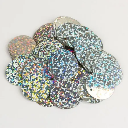 Пайетки круг Silver Hologram
