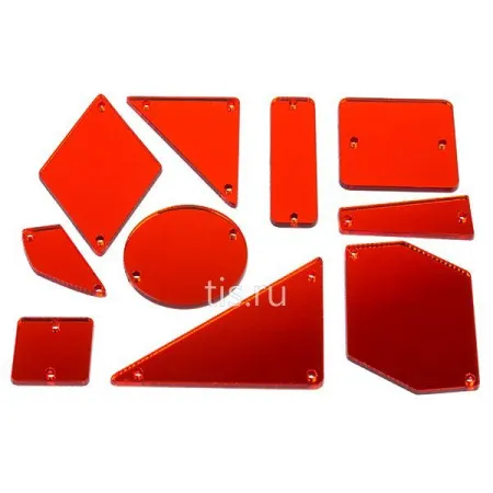 Набор зеркал акриловых пришивных 30 шт (красный)