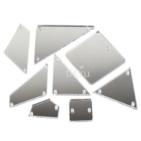 Набор зеркал акриловых пришивных 30 шт (серебро)