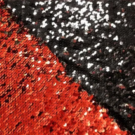 Пайеточная ткань черный\красный